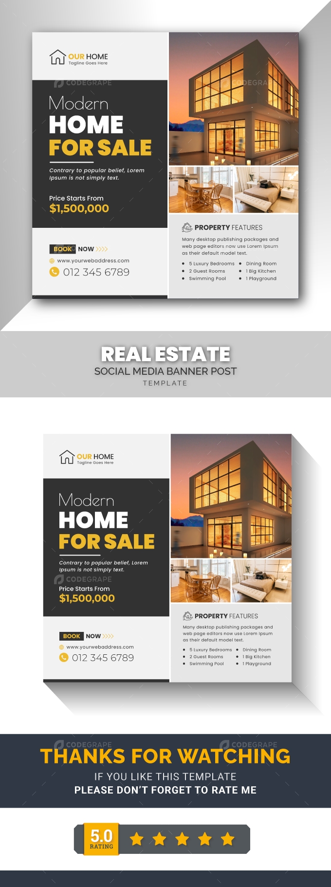 Modern Real Estate Social Media Post Banner Ads Template