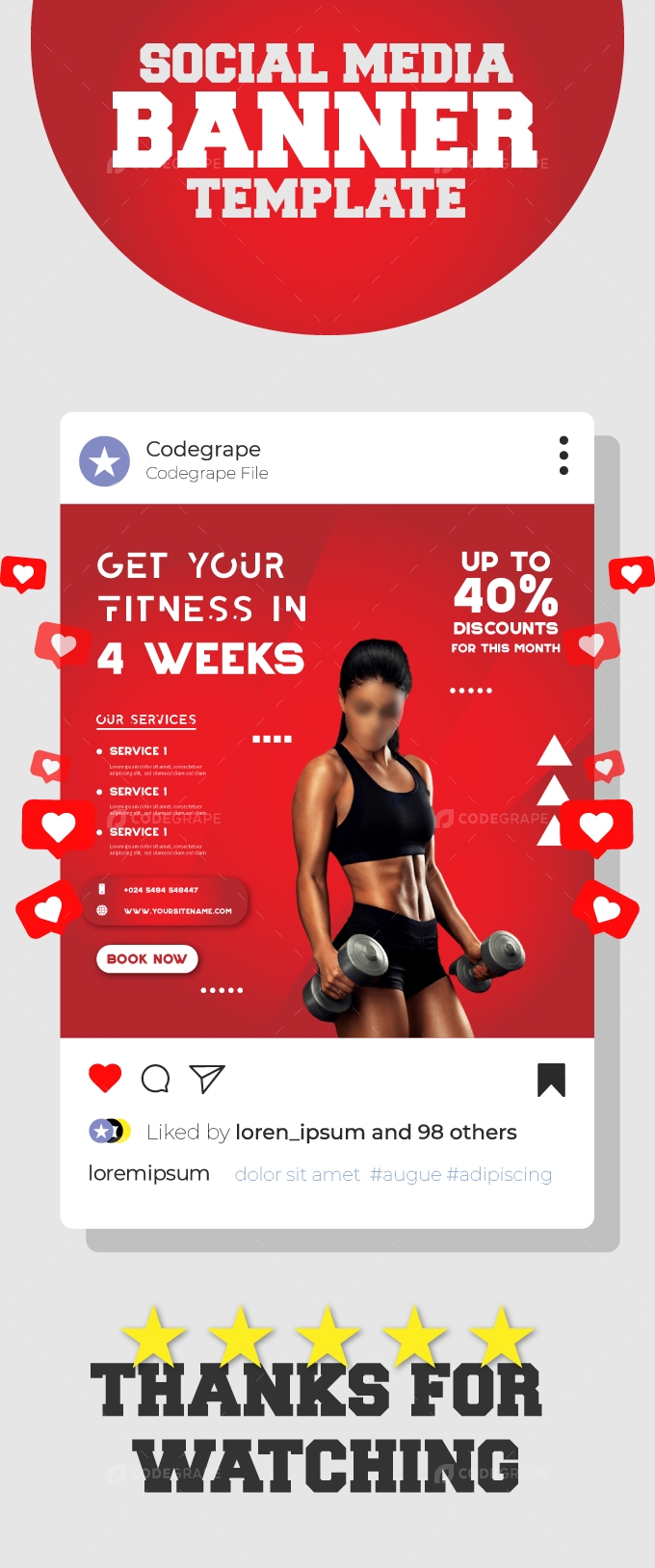 Gym Fitness Promotional Sale Banner