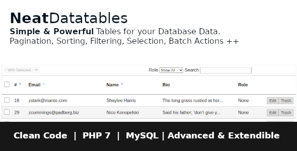 PHP Datatables | Easy Paginate, Sort, Filter & More
