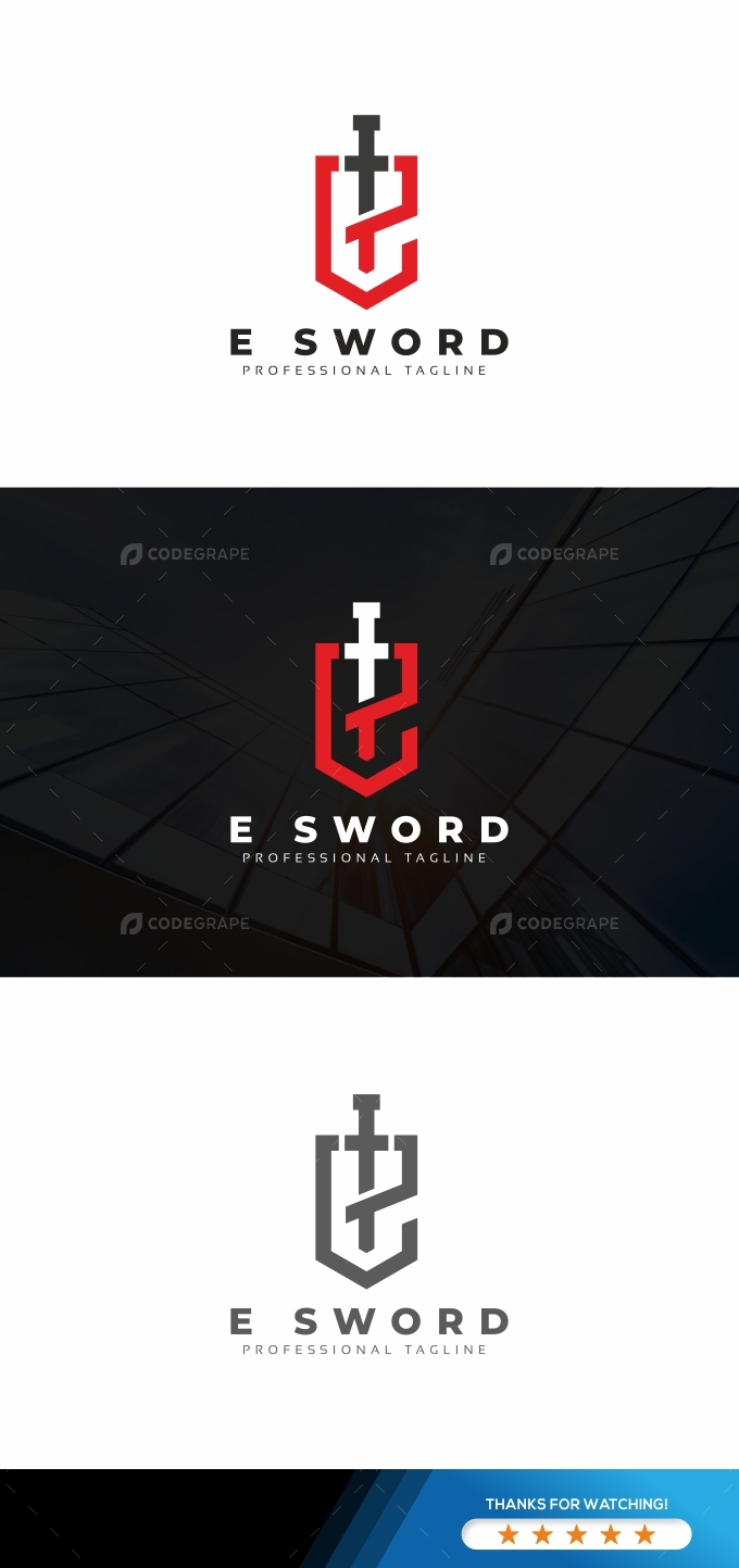 E Letter Sword Logo