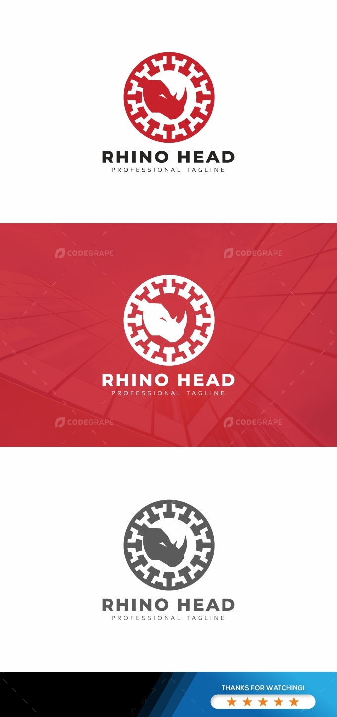 Rhino Head Silhouette Logo
