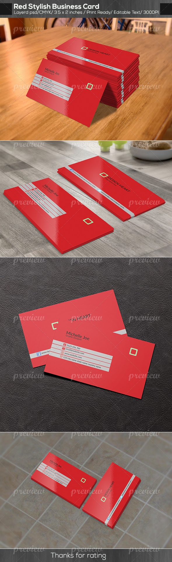 Red Stylish Business Card