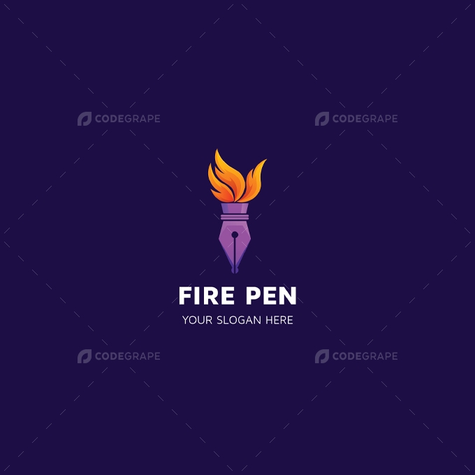 Fire Pen Logo Template