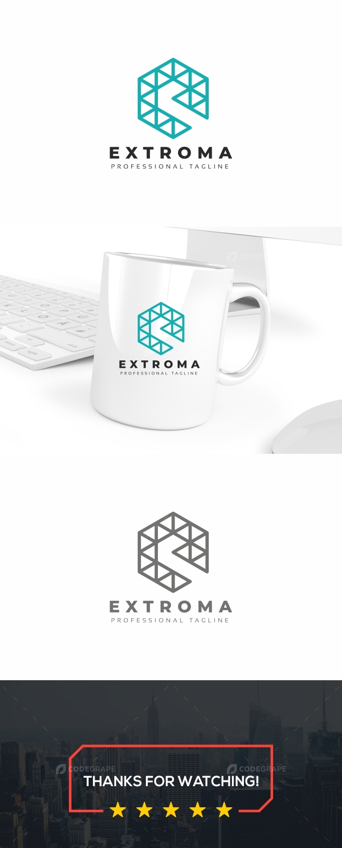 E Letter Hexagon Logo