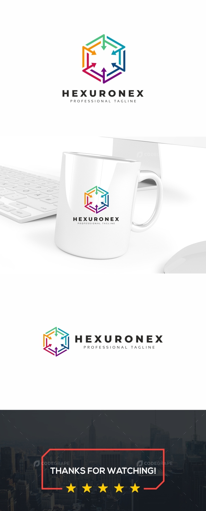 Hexagon Colorful Arrows Logo