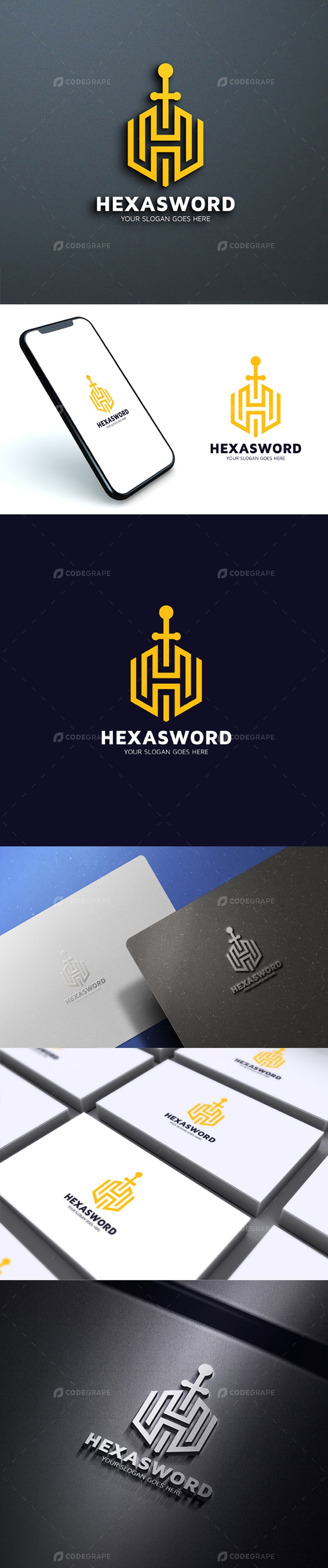 Hexagon Sword - H Letter Logo