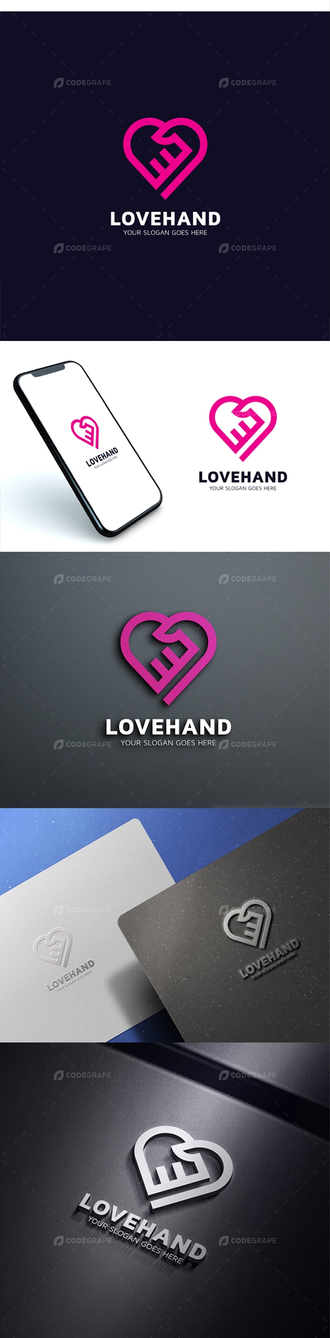 Love Hand Logo Template