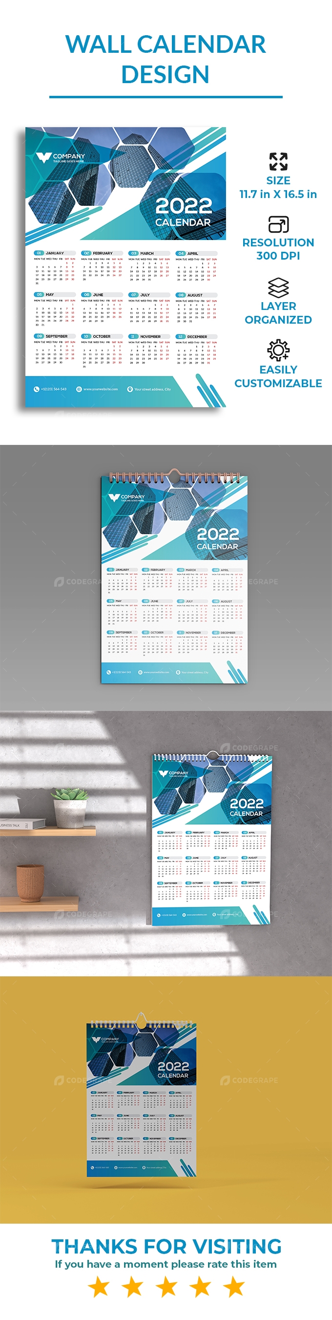 Single Page Wall Calendar Design