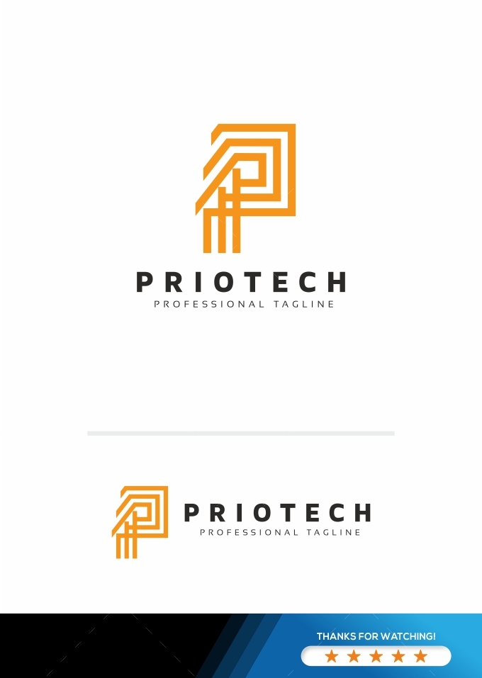 Priotech P Letter Logo Template