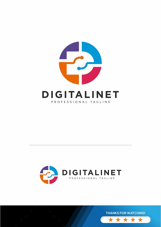 Digital Colorful D Letter Logo