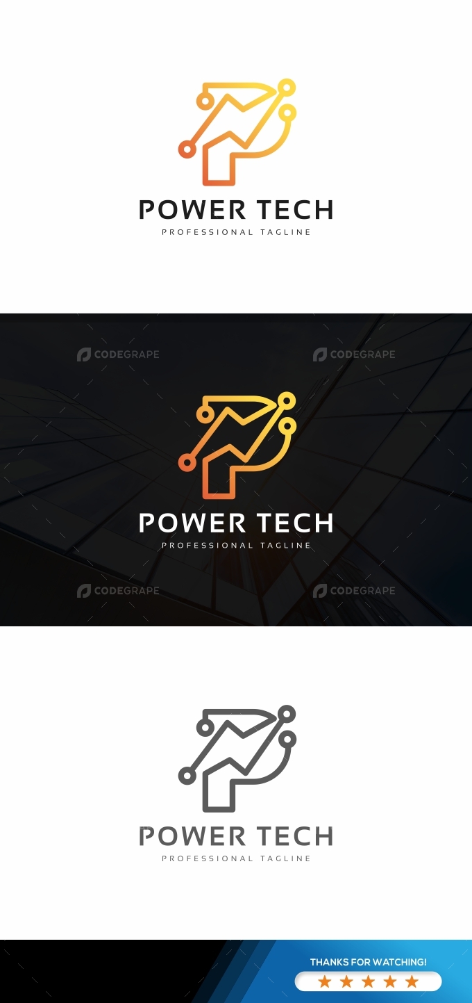 Power Tech P Letter Logo