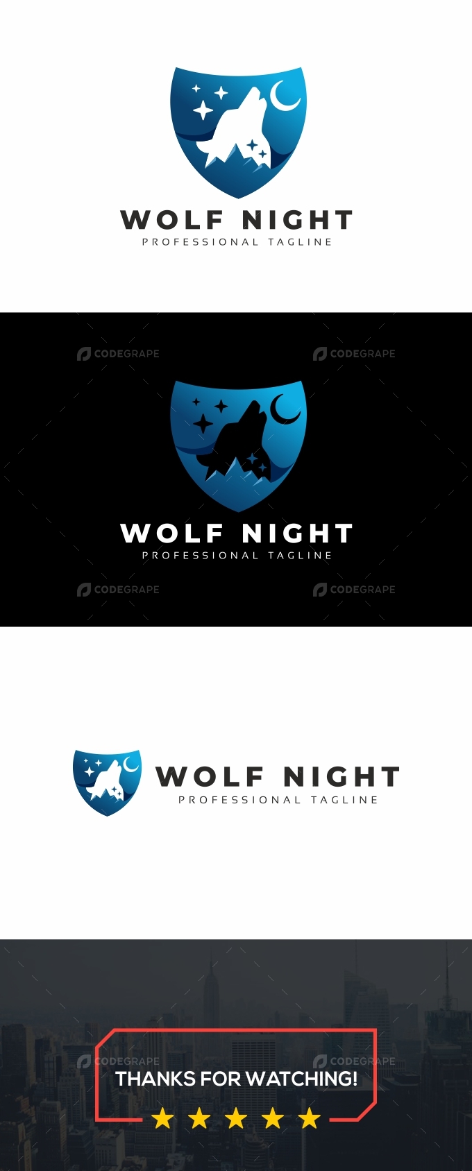 Wolf Night Head Shield Logo