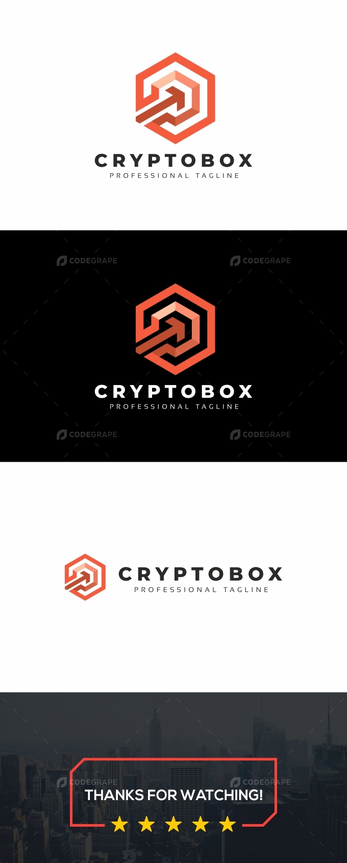 Crypto box Arrows Hexagon Logo