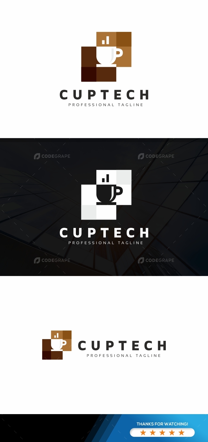 Cup Tech Cafe Logo Template