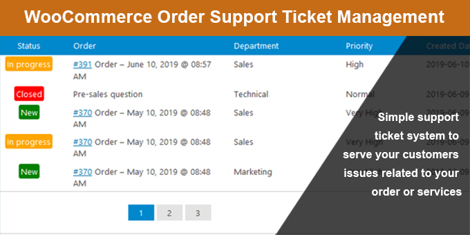 WooCommerce Order Support Ticket Management