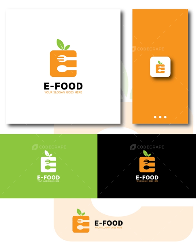 Letter E Food Logo