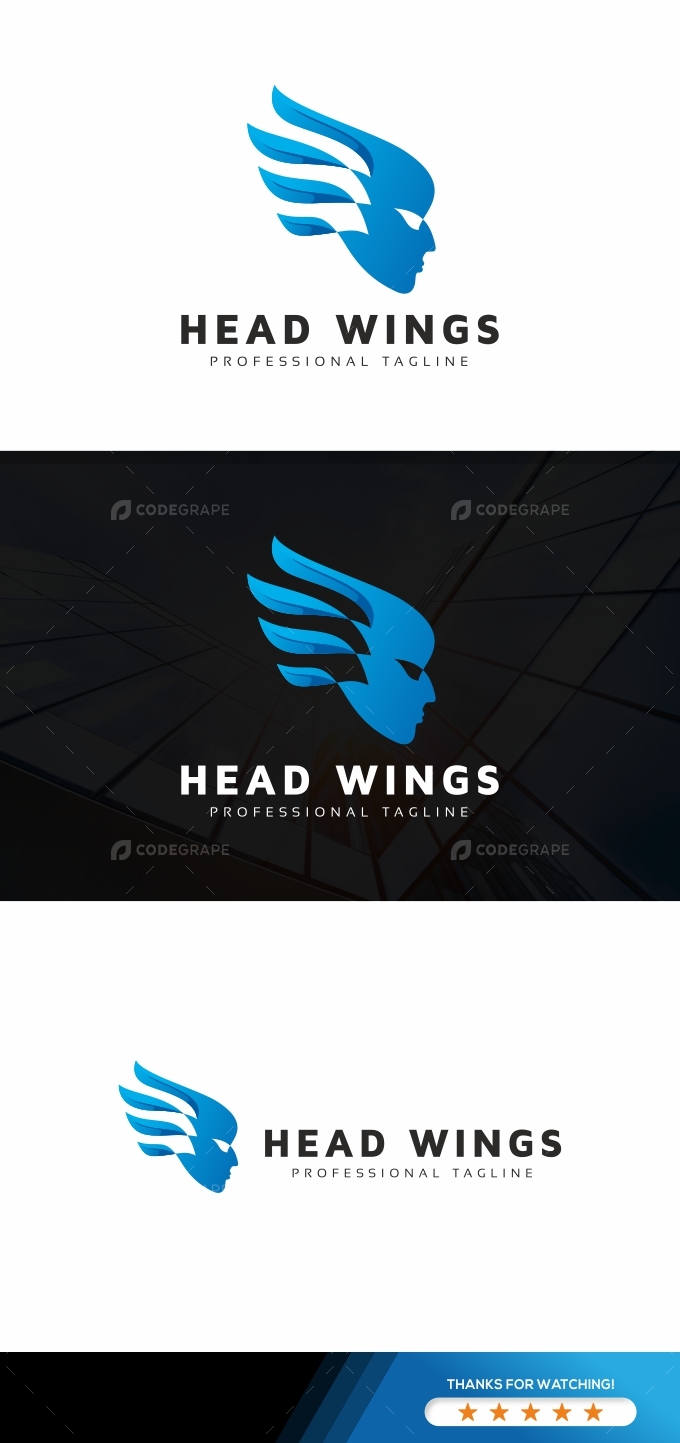 Head Human Wings Logo