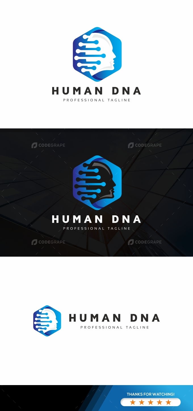 Human Dna Hexagon Logo
