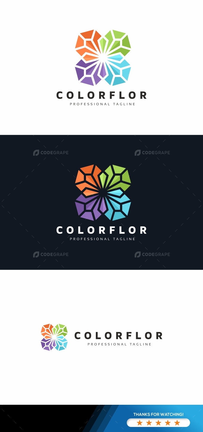 Polygon Colorful Flower Logo