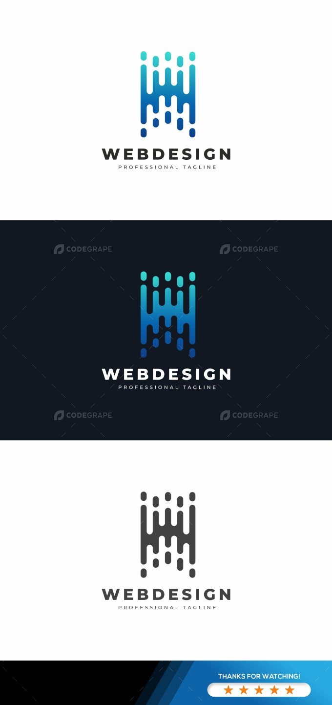 W Letter Web Design Logo