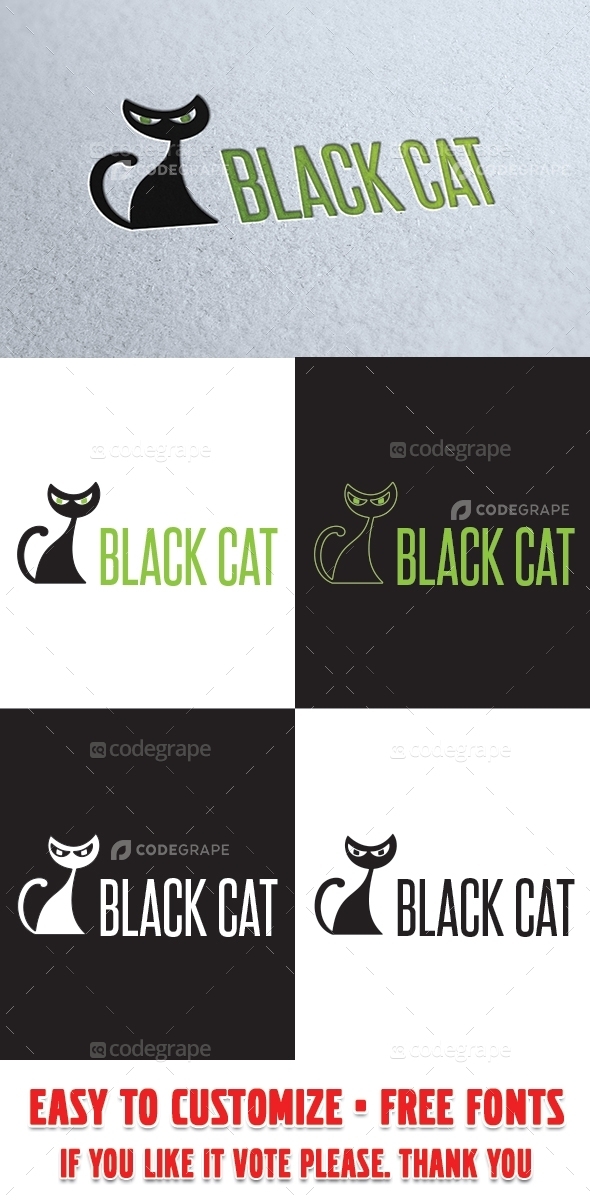 Black Cat Logo Template