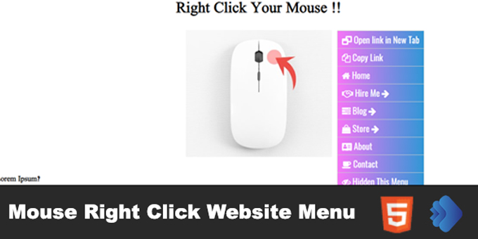 Mouse Right Click Website Menu