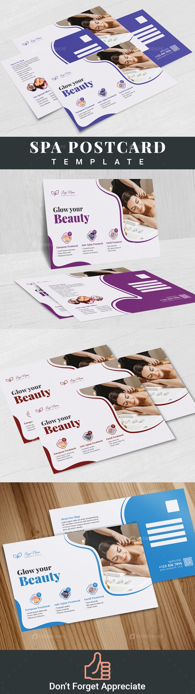 Spa Beauty Salon Hair Postcard Design Template