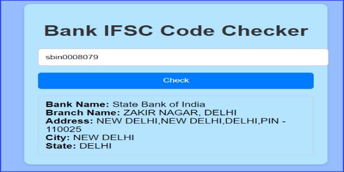 Bank Indian Financial System Code(IFSC) Checker - Using HTML5, CSS & JavaScript