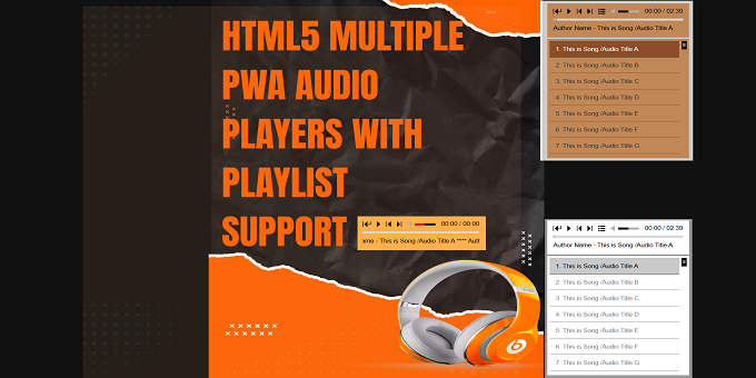 Html5 Multiple PWA Audio Players With Playlist Support