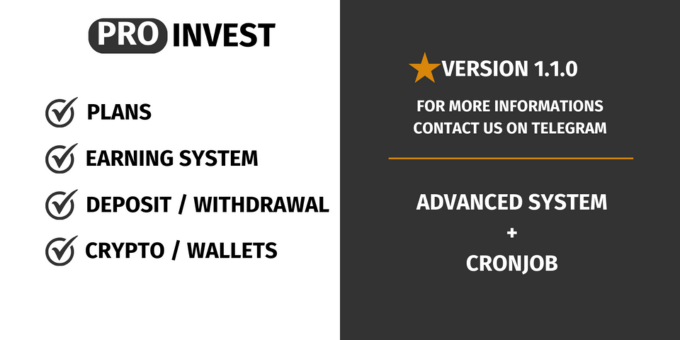 ProInvest - Crypto HYIP Investment PHP Script