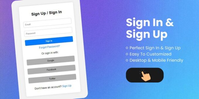 Sign up / Sign in page