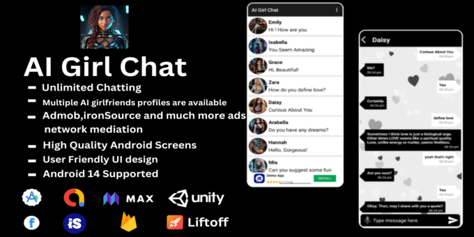 AI Girl Chat App with ironSource Mediation