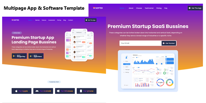 Softio - Multipage App & Software Landing Page Template