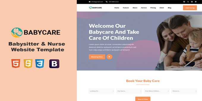 Babysitter HTML Landing Page Template
