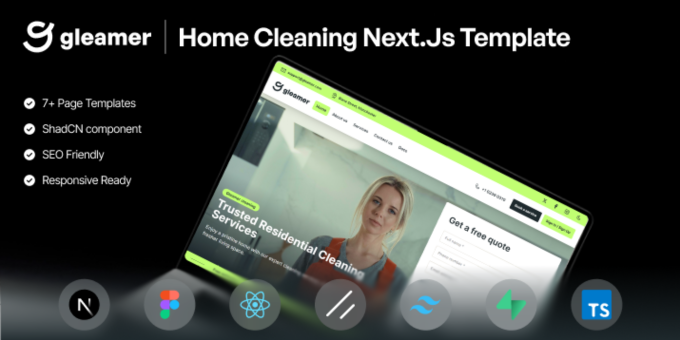 Gleamer Cleaning Next.js Website Template