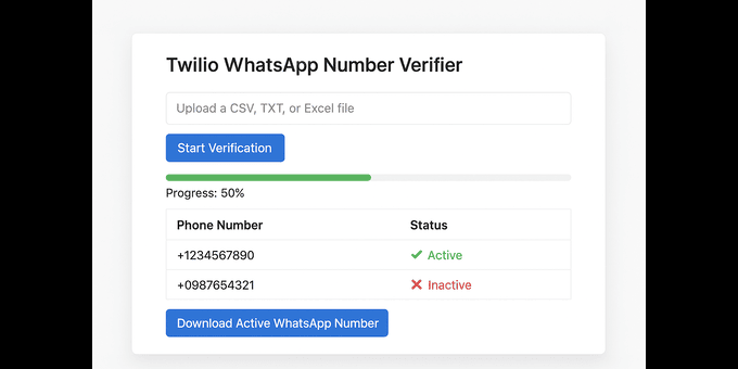 Twilio WhatsApp Number Verifier – Upload & Check WhatsApp Numbers (PHP + Twilio