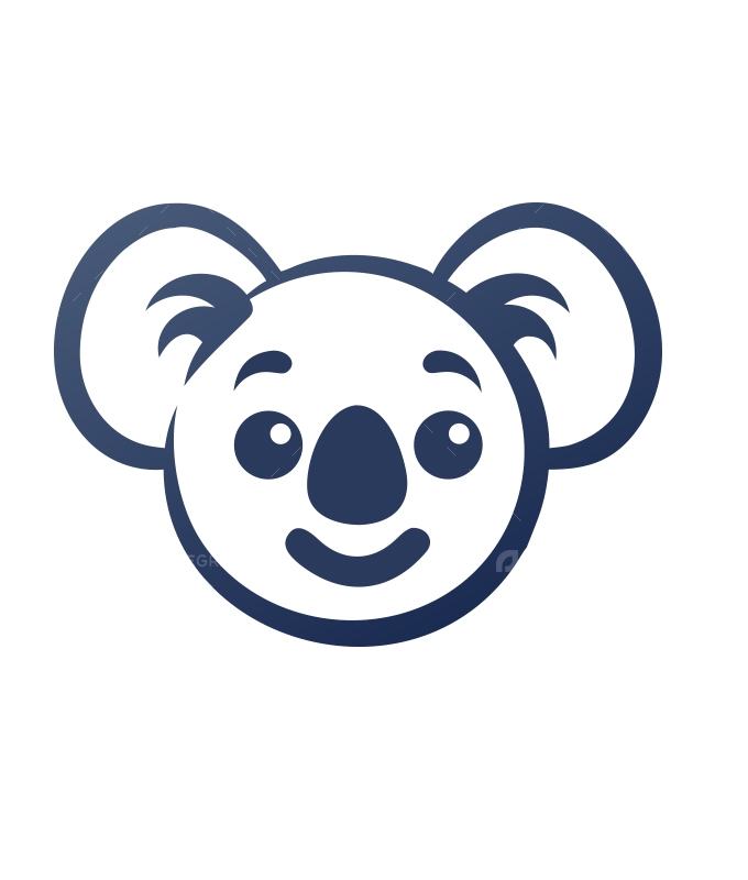 Cute Minimalist Koala Face Vector Illustration