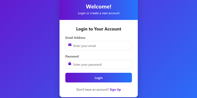 Sign up / Sign in page