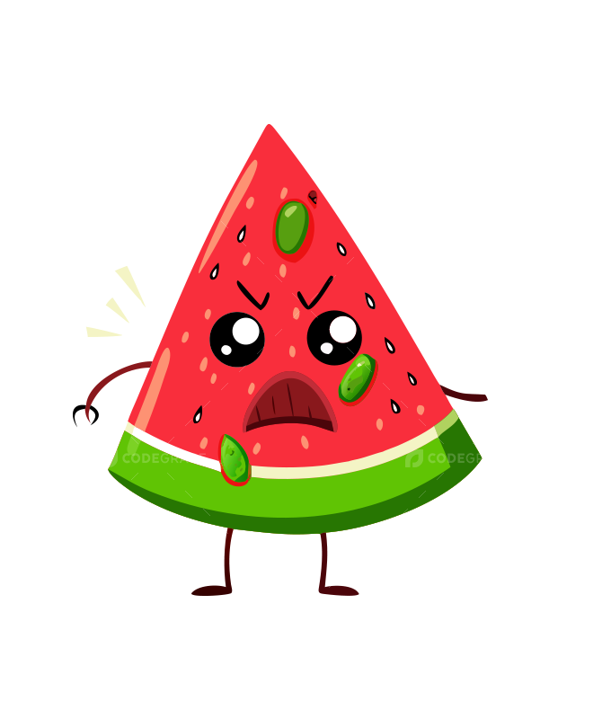 Angry Watermelon Slice Character
