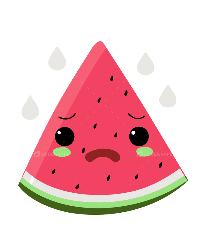 Sad and Sweating Watermelon Slice Character