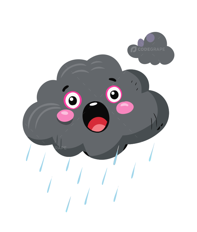 Shocked Grey Rain Cloud Character