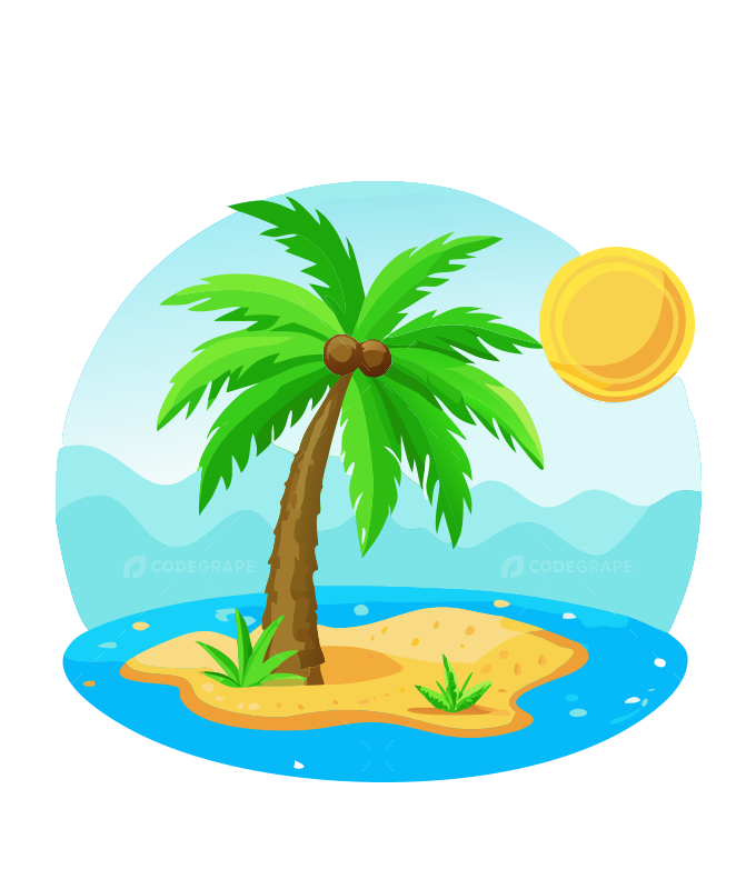 Tropical Desert Island with Palm Tree