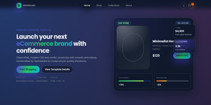 Desheelabs Shop - eCommerce HTML Template