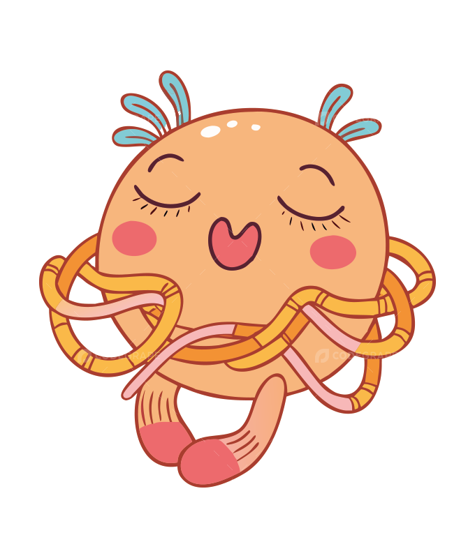 Whimsical Cosmic Noodle Creature Illustration