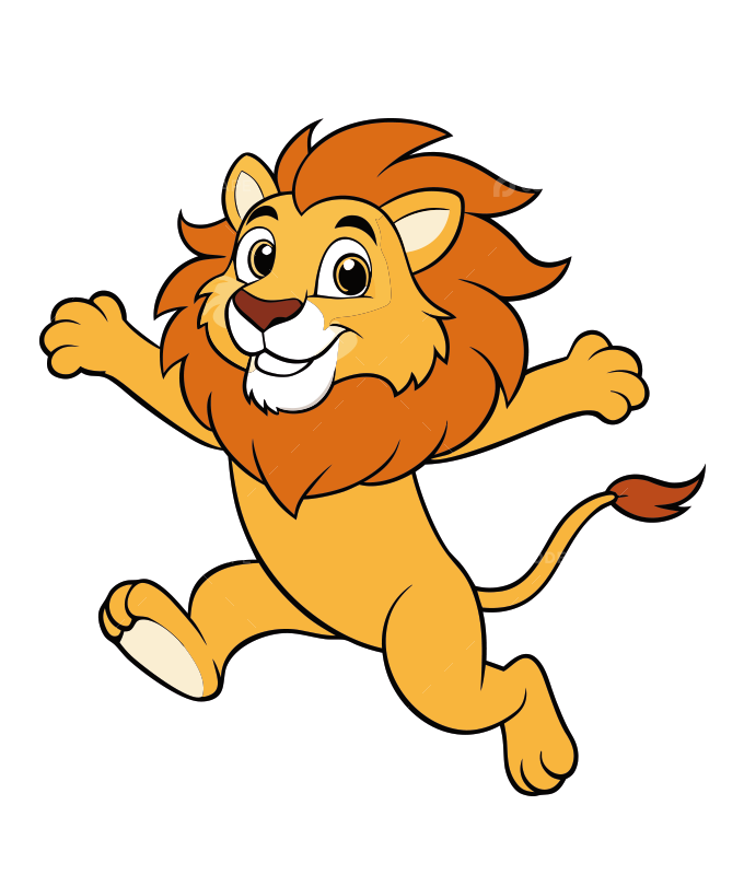Cheerful Running Cartoon Lion Mascot