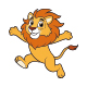 Cheerful Running Cartoon Lion Mascot
