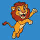 Happy Jumping Cartoon Lion Cub Illustration