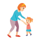 Mother Guiding Young Daughter Taking Her First Steps