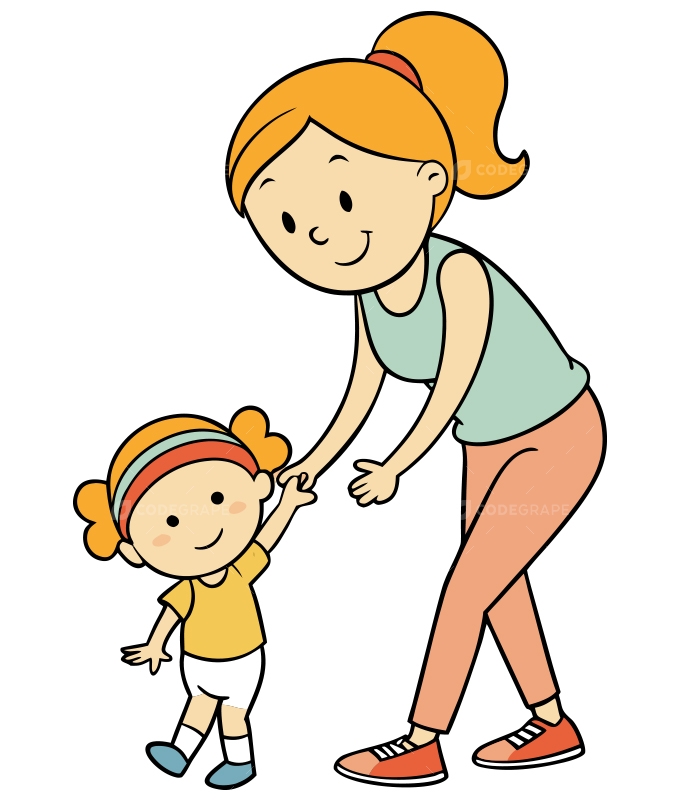 Mother Supporting Toddler Daughter's First Steps