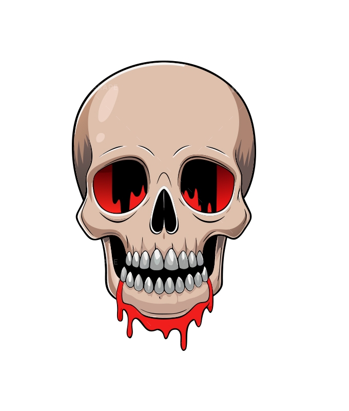 Flaming Blood Skull Illustration